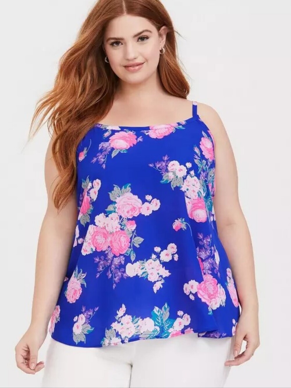 Torrid Blue & Neon Pink Floral Swing Top
